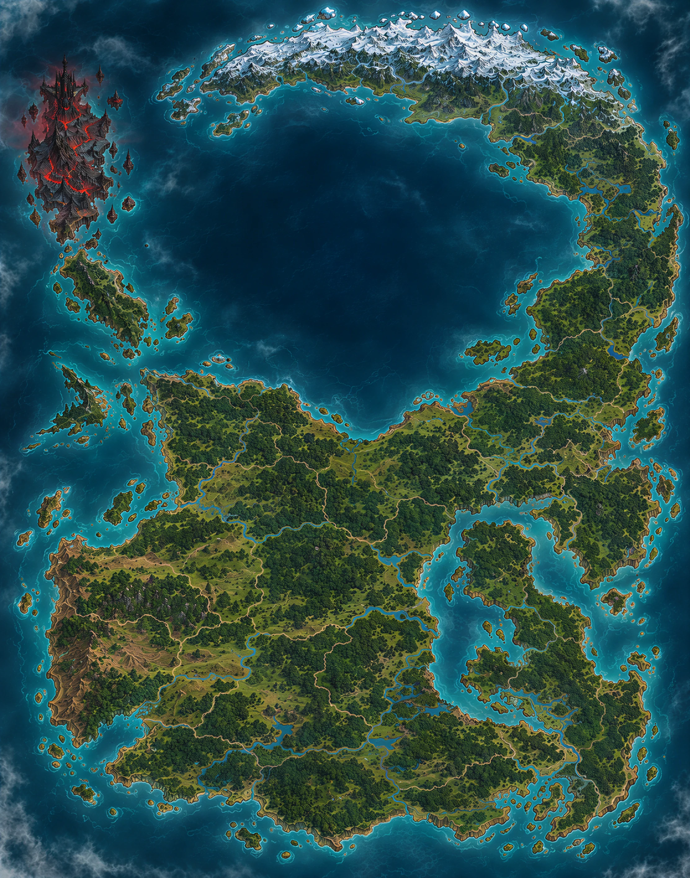 The world map: the Old Wood in the south-east, the rest of the world beyond it